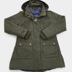 Tommy Hilfiger Women's Army Green Hooded Winter Coat Jacket Military Riding